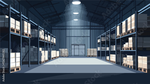 Organized Warehouse Interior for Efficient Storage Solutions