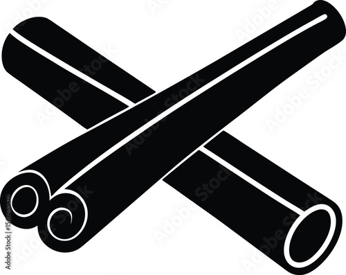 Two cinnamon sticks crossed silhouette icon