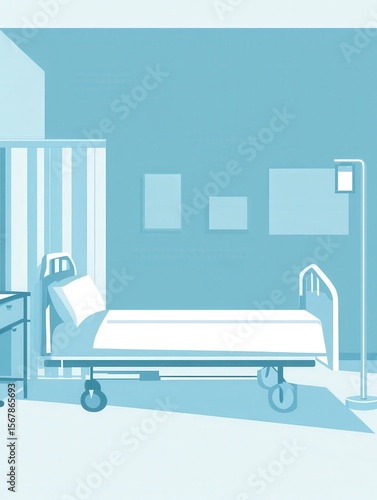 Hospital illustration background with patient bed and patient room