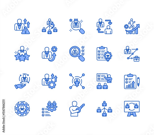Succession management editable stroke icon set.	
