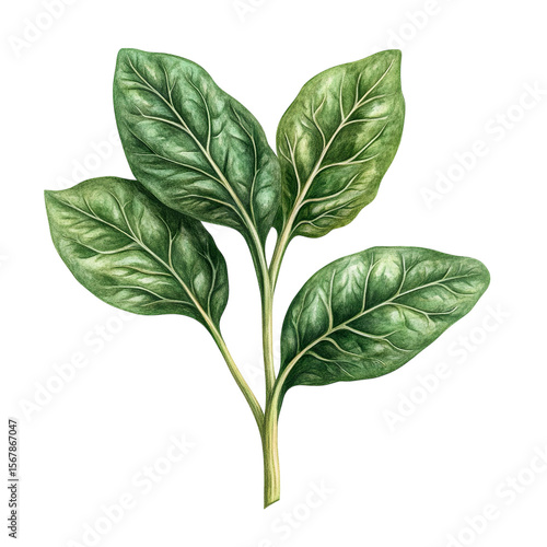 Vibrant Watercolor Greenery: Lush Leaves Botanical Illustration