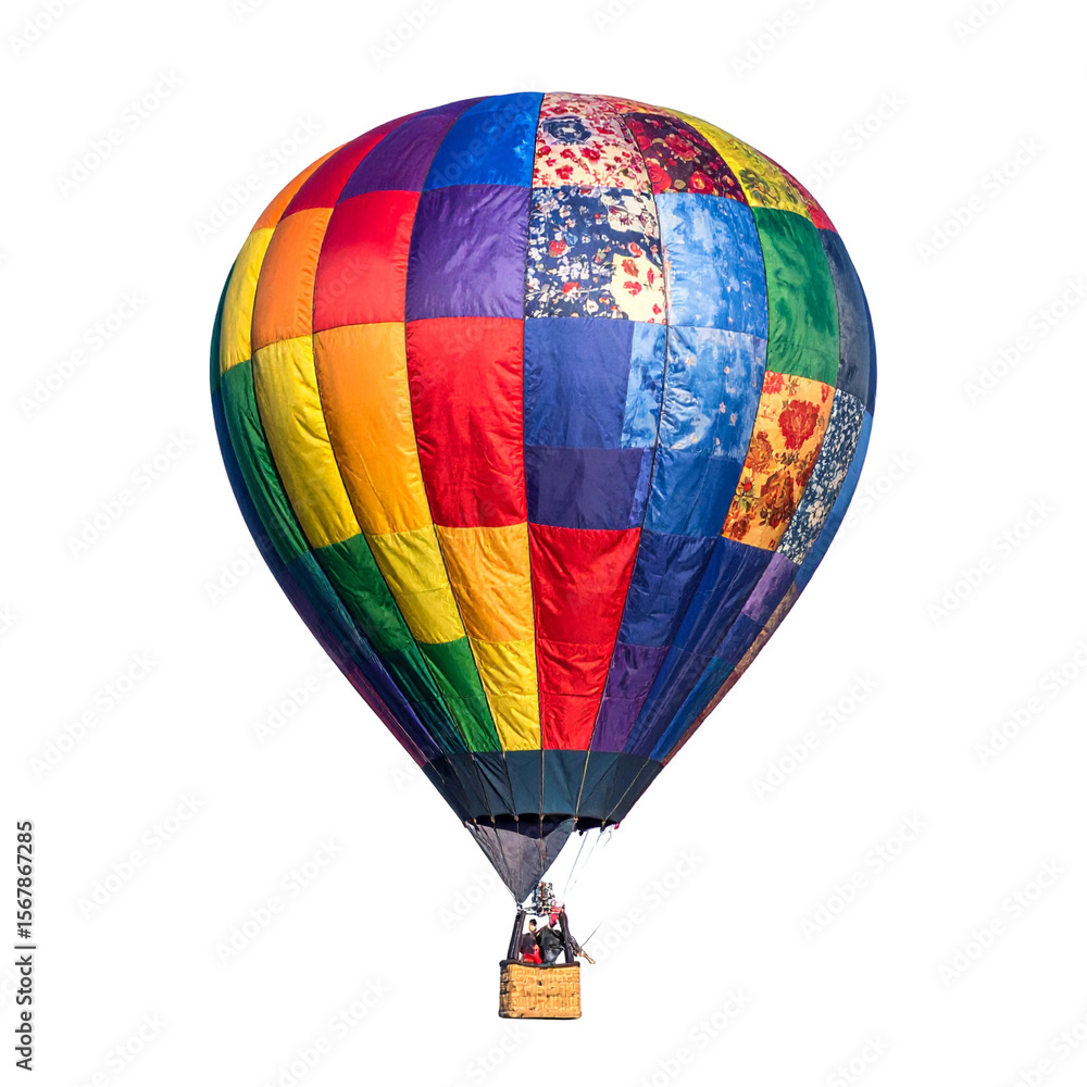 Naklejka premium Colorful hot air balloon against black background