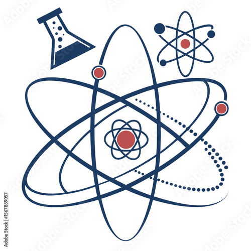 Atomic structure and laboratory flask science chemistry