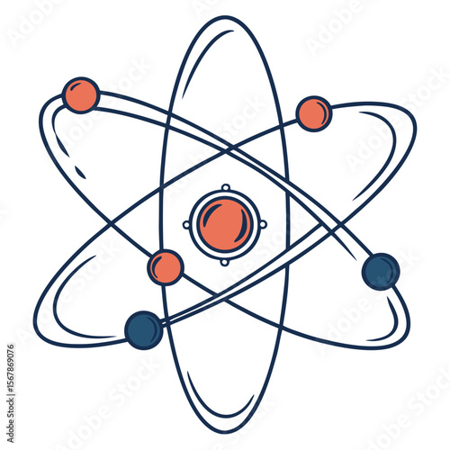 Atomic structure illustration with orbiting electrons