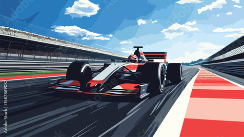 International Race Track Asphalt with Racing Stripes Background