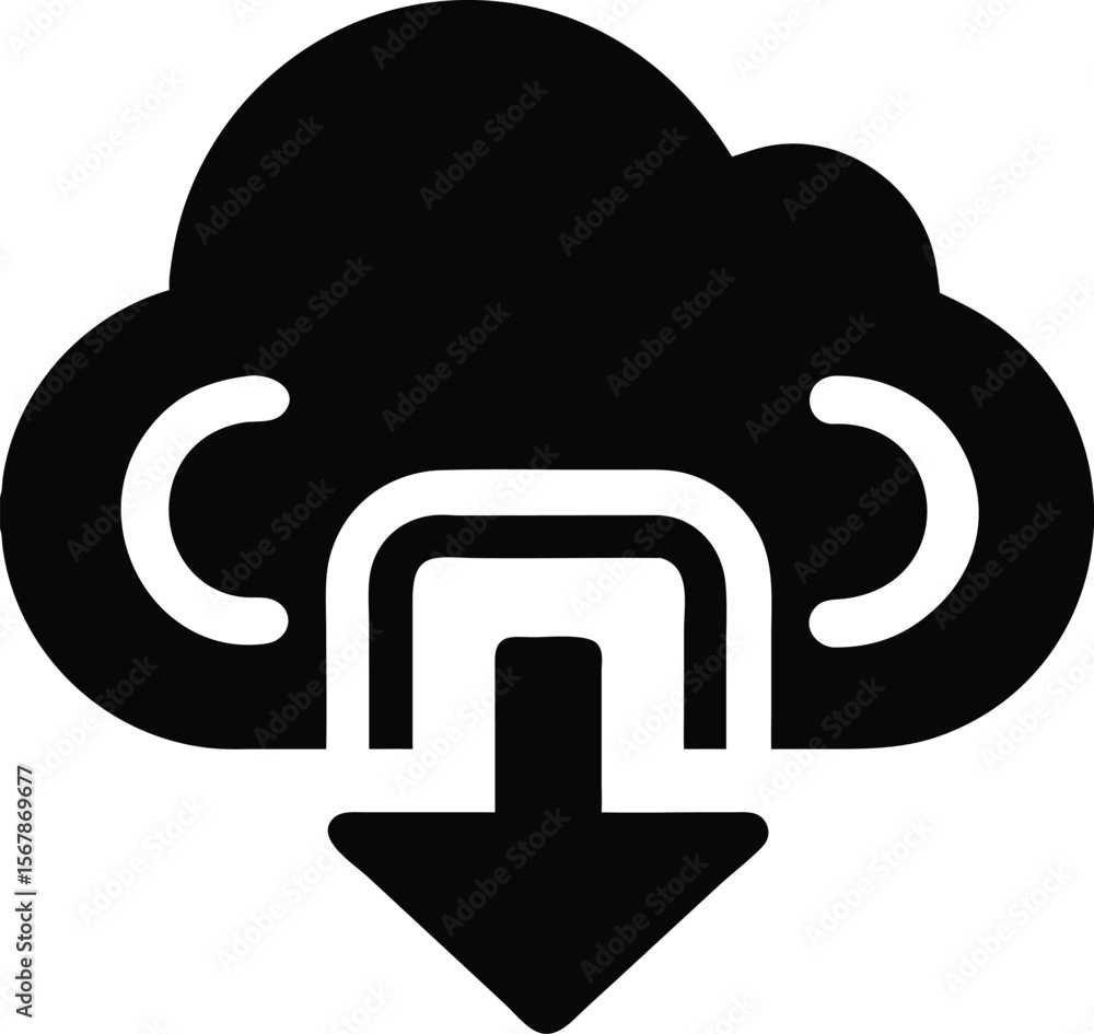 Cloud download symbol with arrow data transfer Cloud download symbol with arrow data transfer
