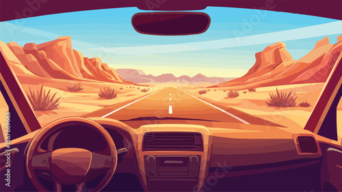 Desert Car Cockpit View Drive Experience Sand Dune Adventure Road Trip Vehicle Inside Driver Seat