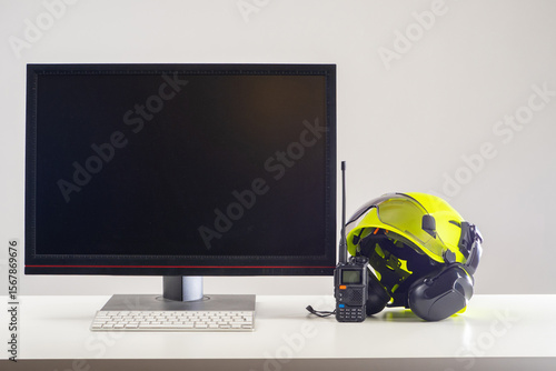 Hardhat with headphones nea...