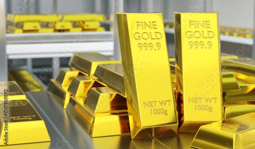 Fine gold 999. Golden bars ...