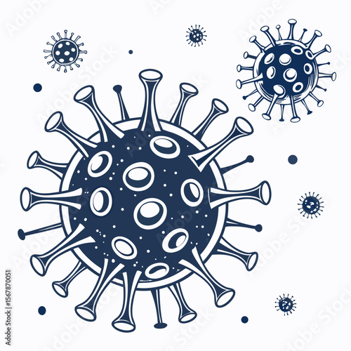 Coronavirus virus particles illustration microscopic