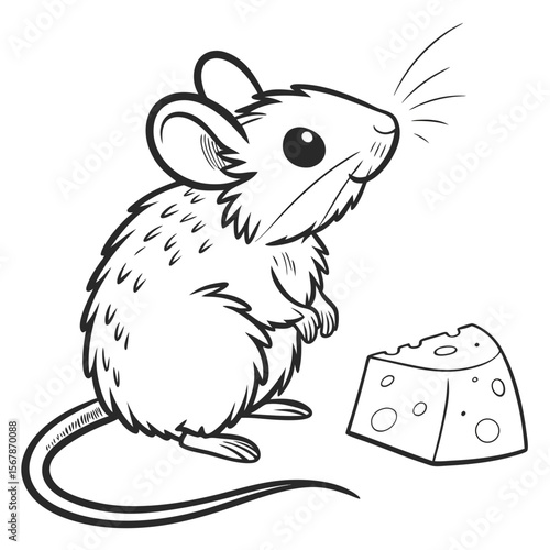 Cute mouse with cheese rodent food