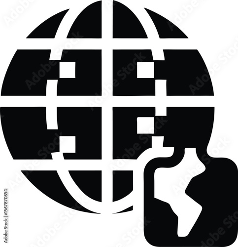 Globe with Digital Grid Overlay earth world