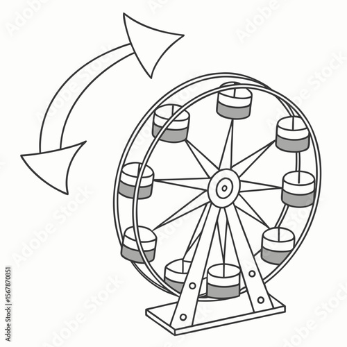 Ferris wheel with directional arrows amusement park