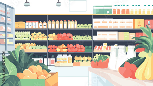 Explore Beautifully Illustrated Supermarket Aisle