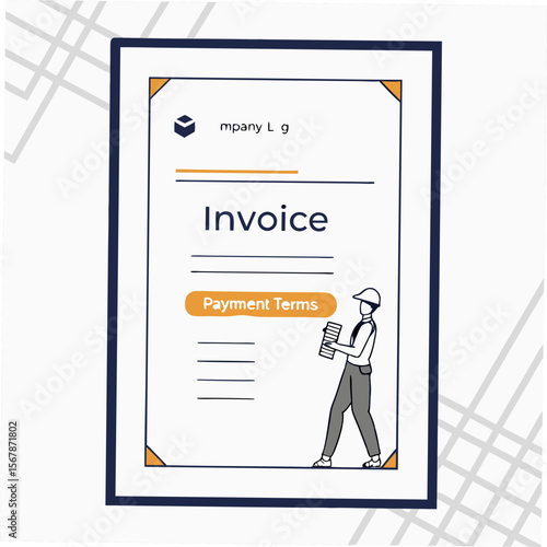 Invoice document with payment terms and person business