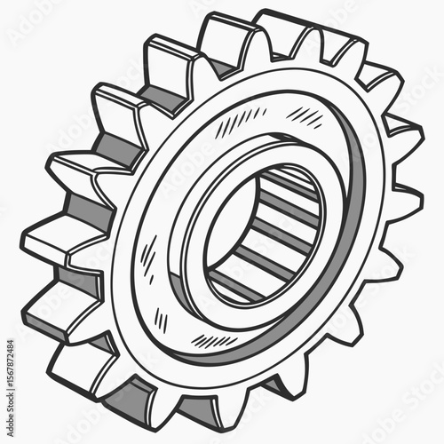 Metallic gear with teeth and inner grooves cogwheel