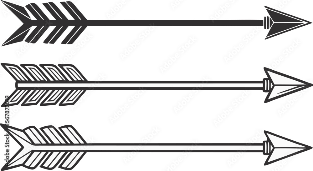 Obraz premium Arrow Illustrations: Graphic collection of various arrow designs with intricate patterns.