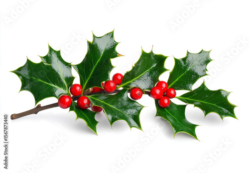 Christmas holly isolated on a transparent background, 