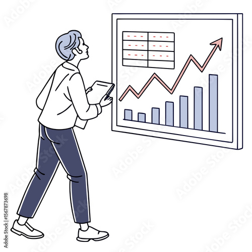 Person analyzing financial graph business analysis