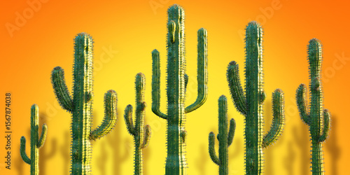 Prickly cacti. Green tropic...