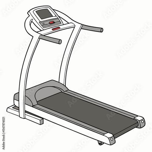 Treadmill exercise machine with console and handles