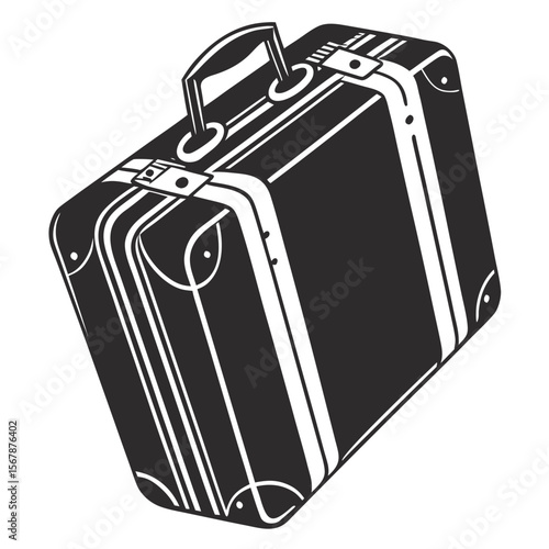 Vintage suitcase with handle and straps luggage travel