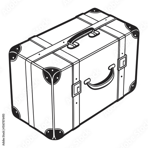 Vintage suitcase with handle and straps luggage travel
