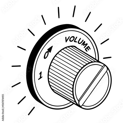Volume knob with radiating lines audio control sound adjustment