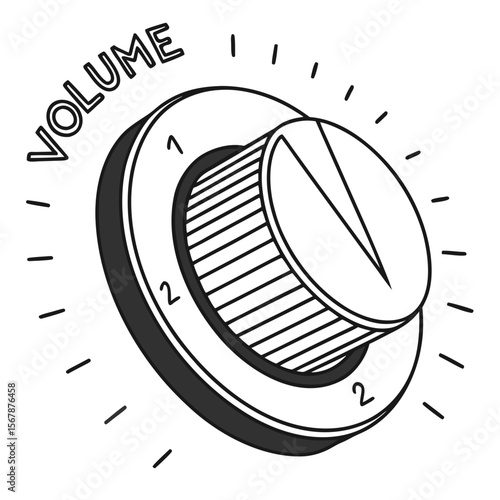 Volume knob with numbers and lines dial control