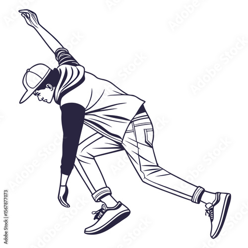 Young man dancing with arms outstretched youth hip hop