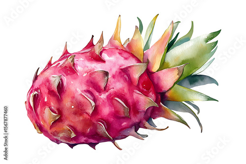 Watercolor dragon fruit clipart high quality realistic image