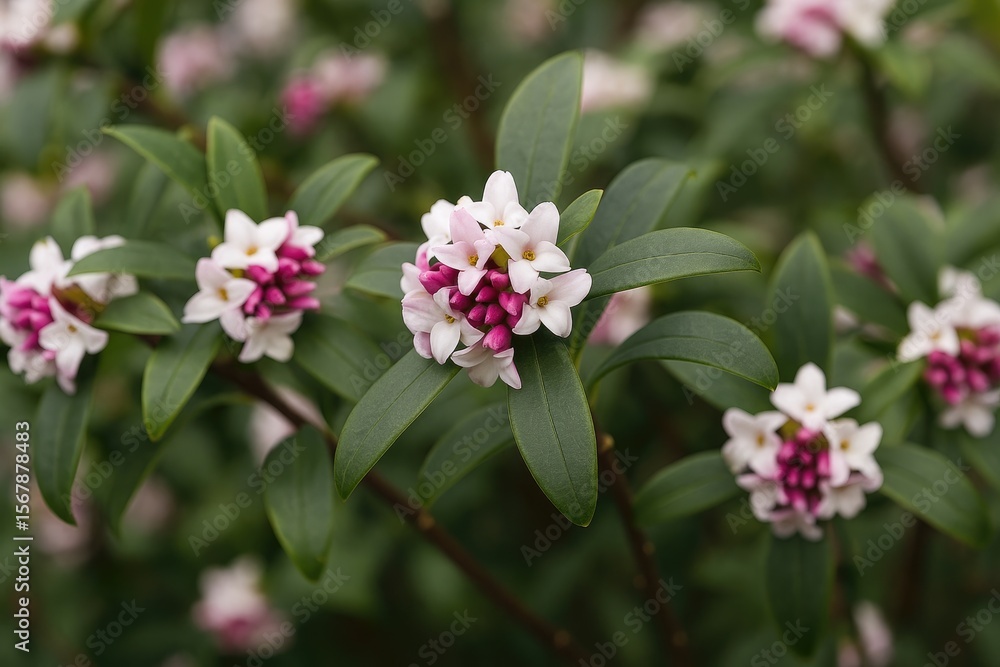 Fototapeta premium Blooming Daphne Bholua in Full Blossom