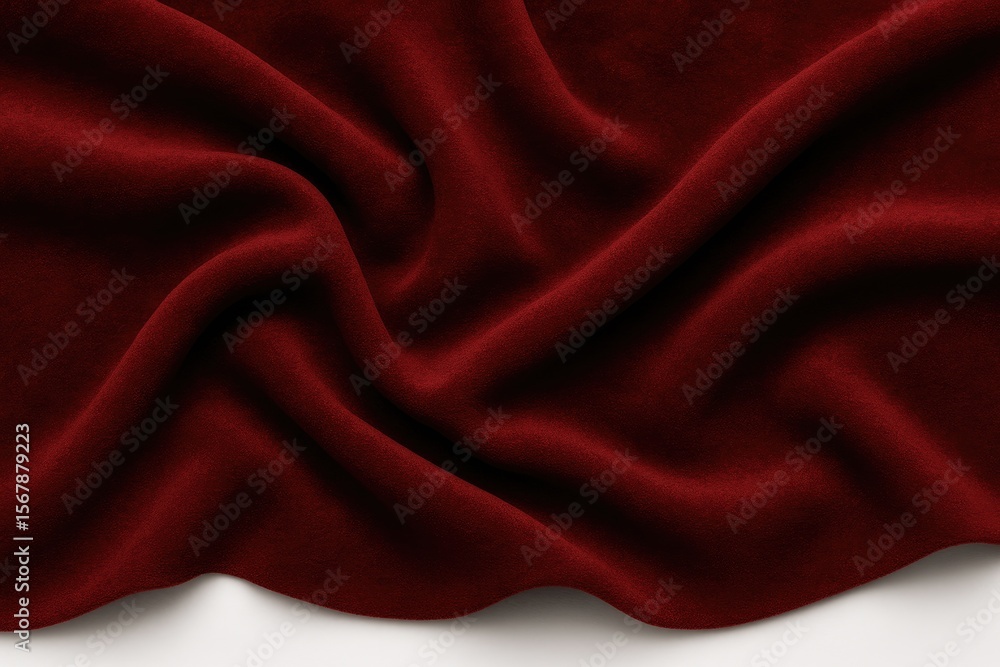 Obraz premium Deep crimson textile with a silky appearance on a plain white surface