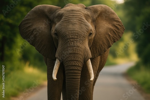 Detailed close-up of an elephant's face