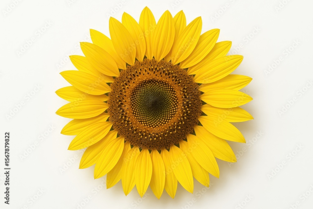 Fototapeta premium Detailed shot of a sunflower against a plain white background