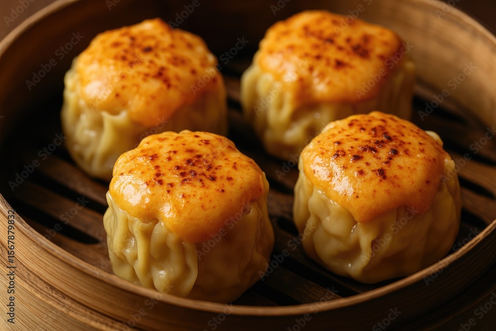 Fototapeta premium A stunning close-up of Dimsum Mentai showcasing its delicious details