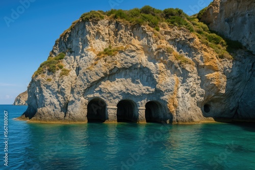 Fototapeta Naklejka Na Ścianę i Meble -  Exploring the Hidden Features of the Pilato Caves on Ponza Island