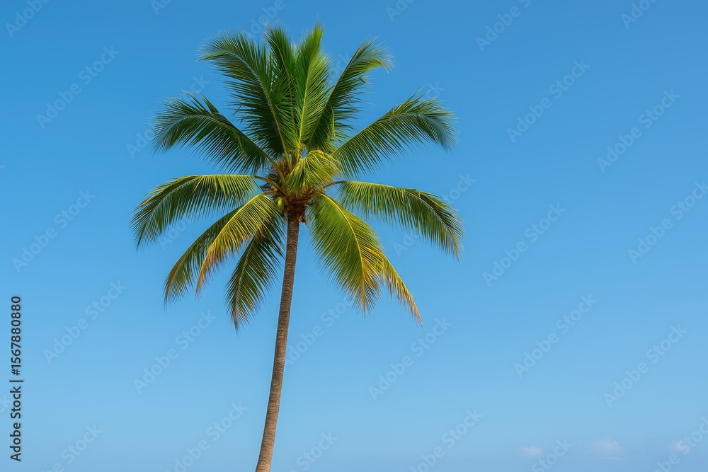 Tropical palm against a clear blue sky Tropical palm against a clear blue sky
