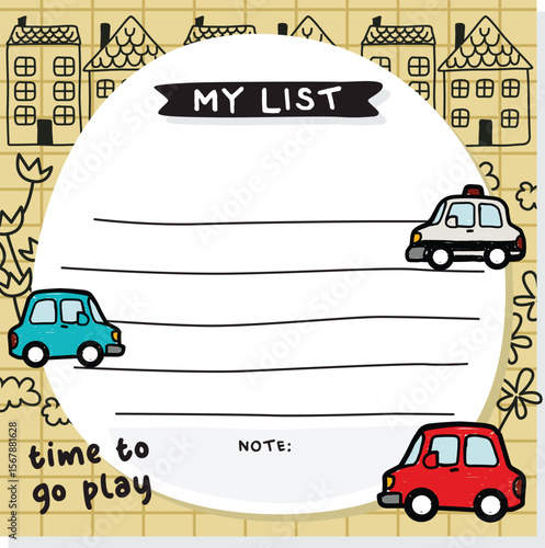 three little car hand drawn vector memo.eps