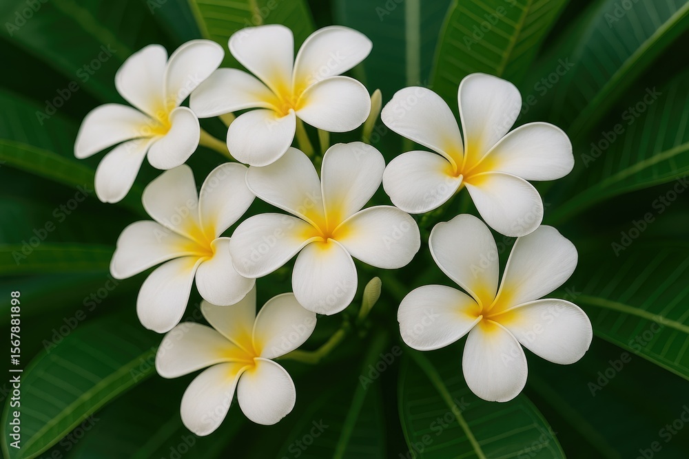 Fototapeta premium Detailed view of Plumeria blossoms
