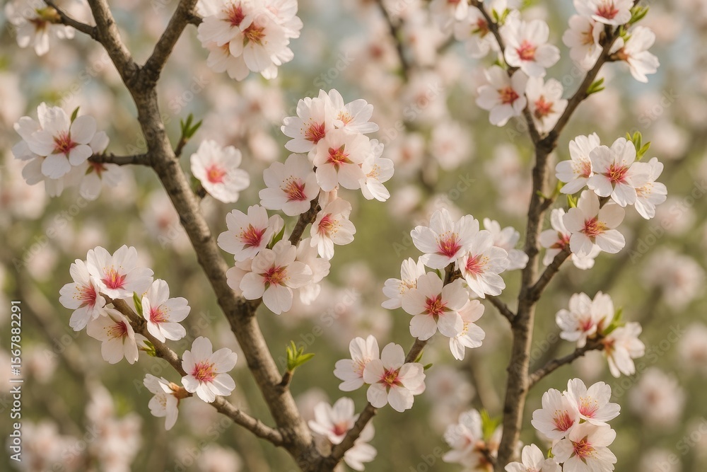 Fototapeta premium Detailed view of a blooming almond tree during springtime