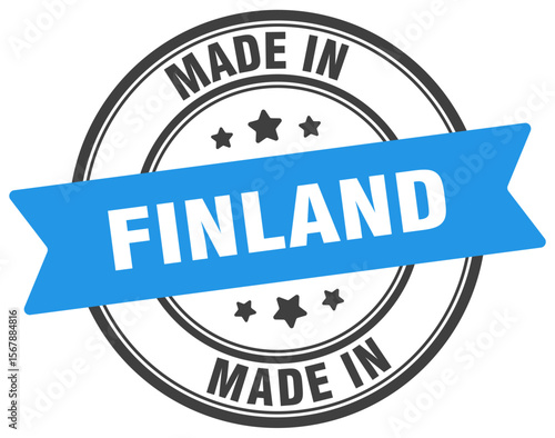 Made in Finland round sign. Made in Finland stamp.