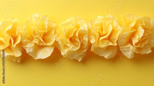 Floral Burst of Sunshine: A line of delicate, yellow blossoms dance gracefully against a matching background, radiating warmth and cheerfulness.
