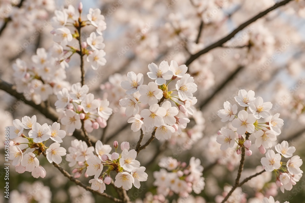 Fototapeta premium Blooming cherry tree scenes