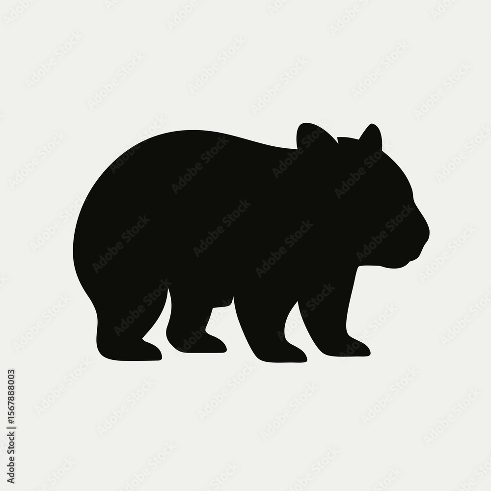 Fototapeta premium Wombat shadow shape vector art, animal profile in silhouette style, minimal and iconic.