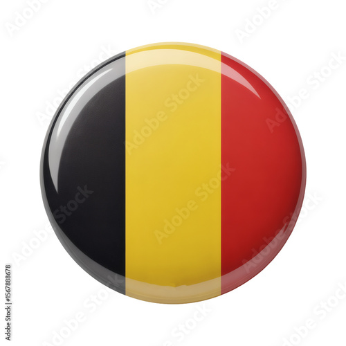 Glossy Belgian Flag Pin Badge - A Collectible Enamel Flag Pin with National Colors