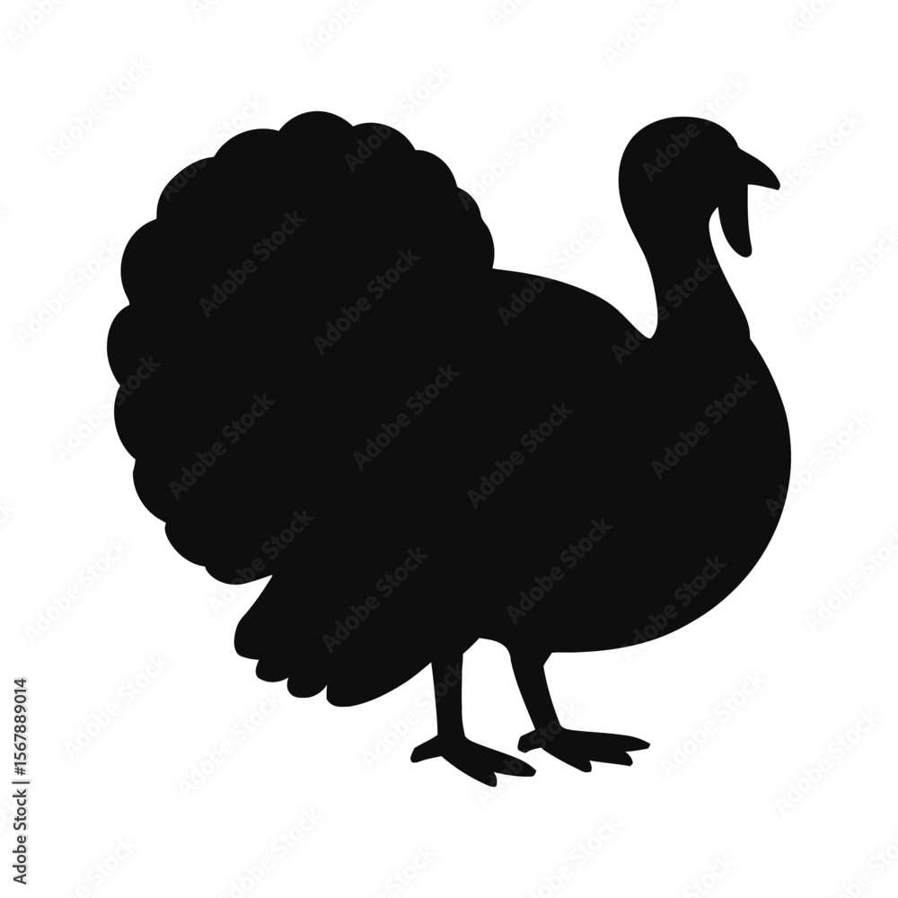Turkey Silhouette Vector Icon of Poultry for Autumn and Thanksgiving Turkey Silhouette Vector Icon of Poultry for Autumn and Thanksgiving