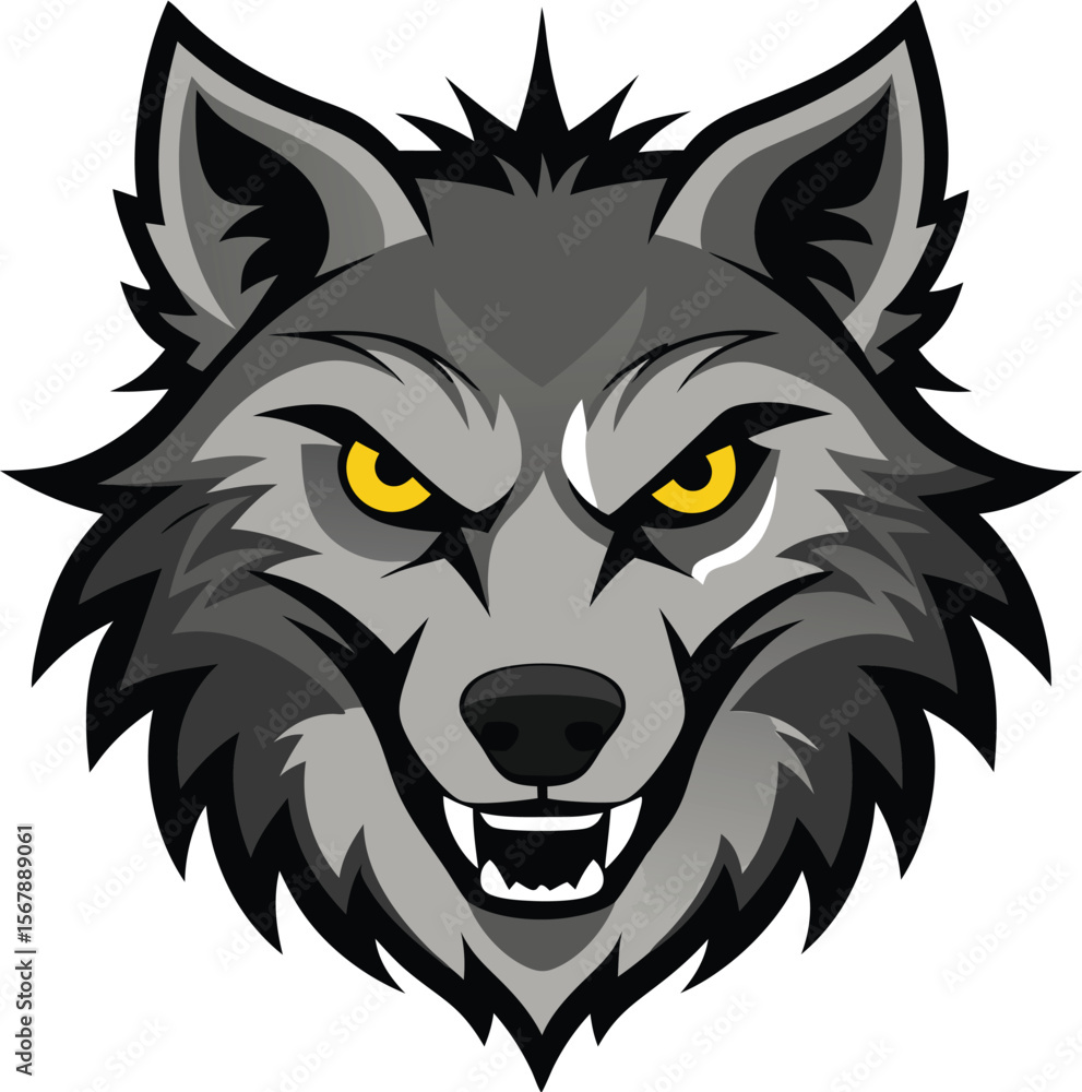 Obraz premium Cartoon Wolf Head Vector
