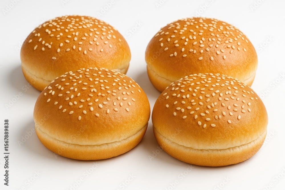 Detailed view of bread rolls for burgers Detailed view of bread rolls for burgers