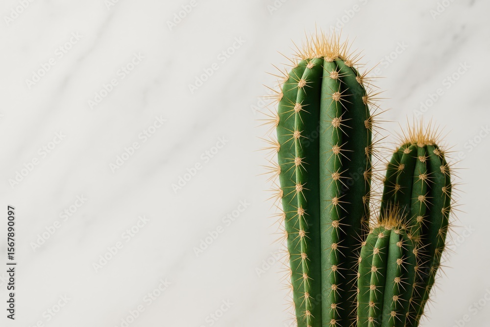 Naklejka premium Detailed shot of a succulent against a marble backdrop